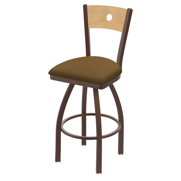 25" Swivel Counter Stool, Bronze Finish, Nat Back, Canter Saddle Seat